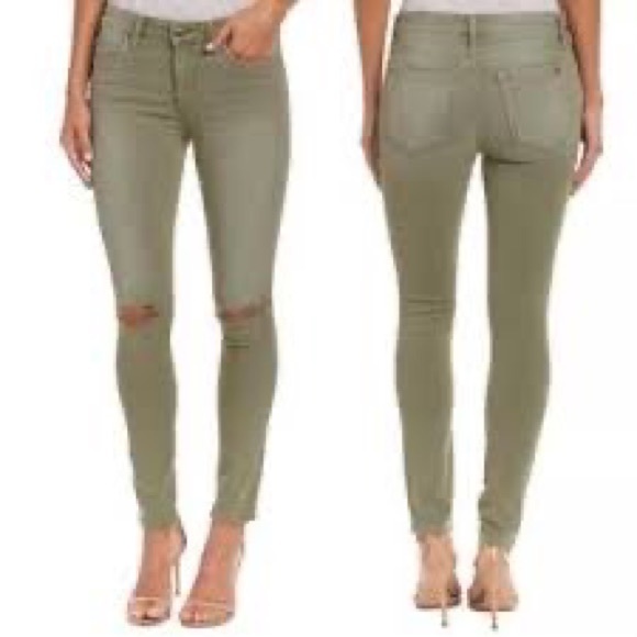 Joe's Jeans Denim - Joe's L34310 Women's The Icon Mid Rise Skinny Raw Hem Green Ankle Jeans Size 27